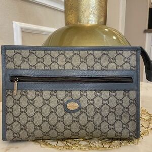 Gucci Plus Vintage clutch custom paint grey coated canvas monogram